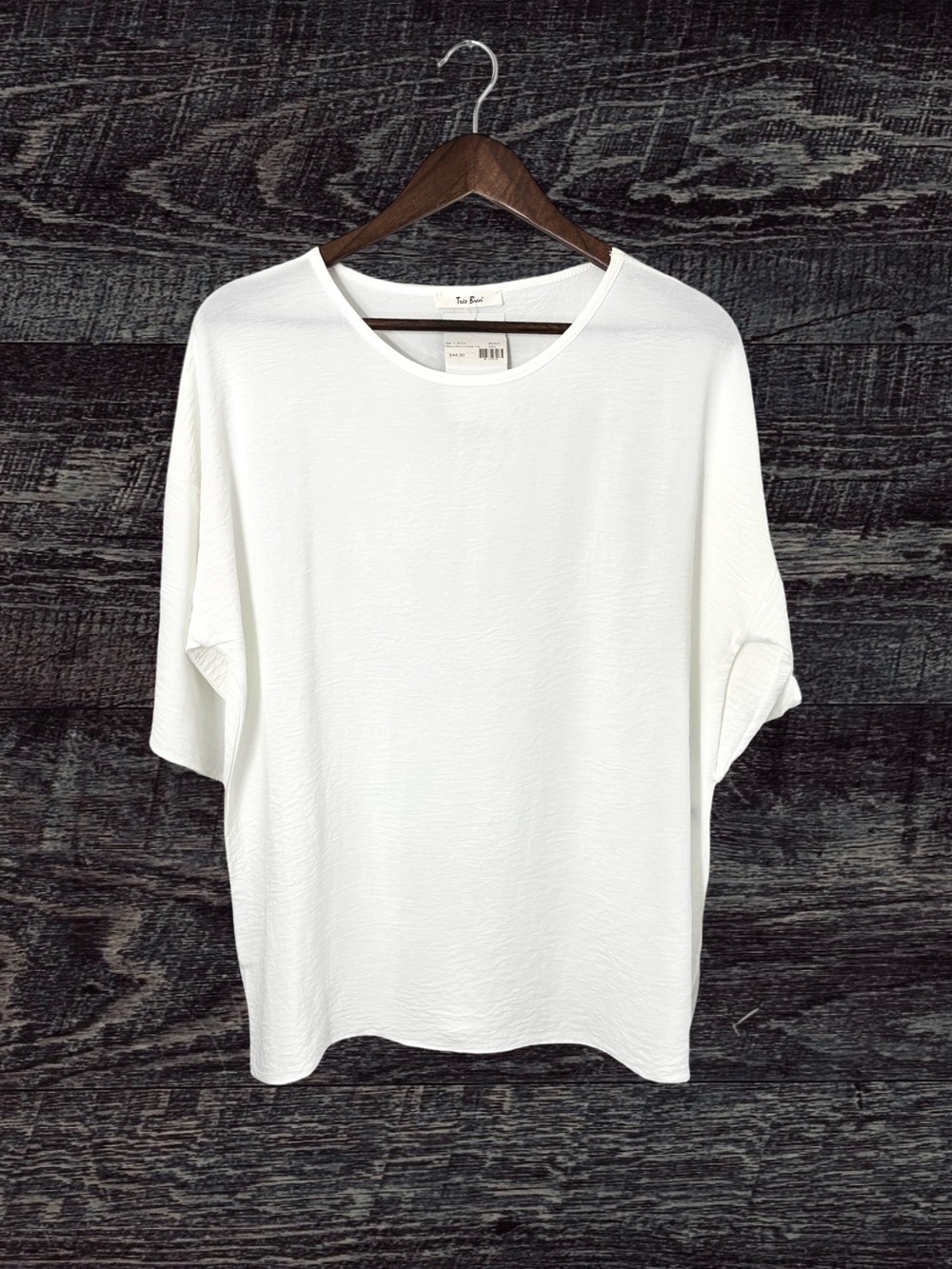 Tres Bien Relaxed White Crewneck Blouse